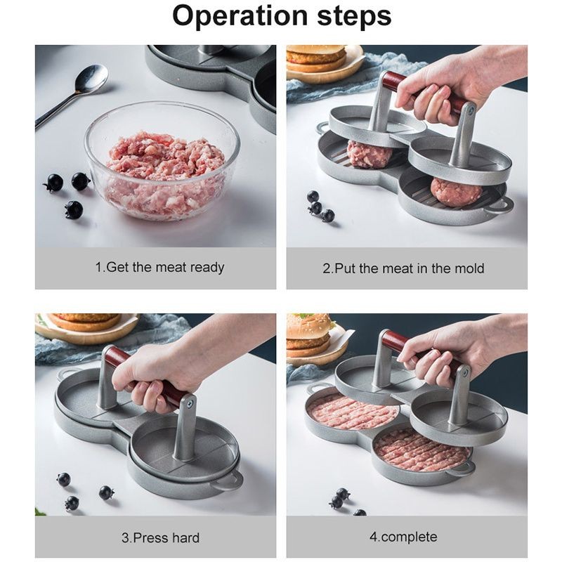 1 Set Of Aluminum Alloy Burger Machine; Round Non-stick Cook Patty Burger Meat B gallery