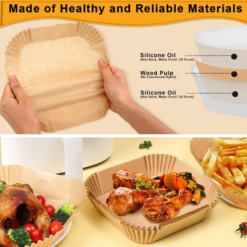 COSORI Air Fryer Liners 100 Pcs 6.3" (Square), 100 (Square) gallery