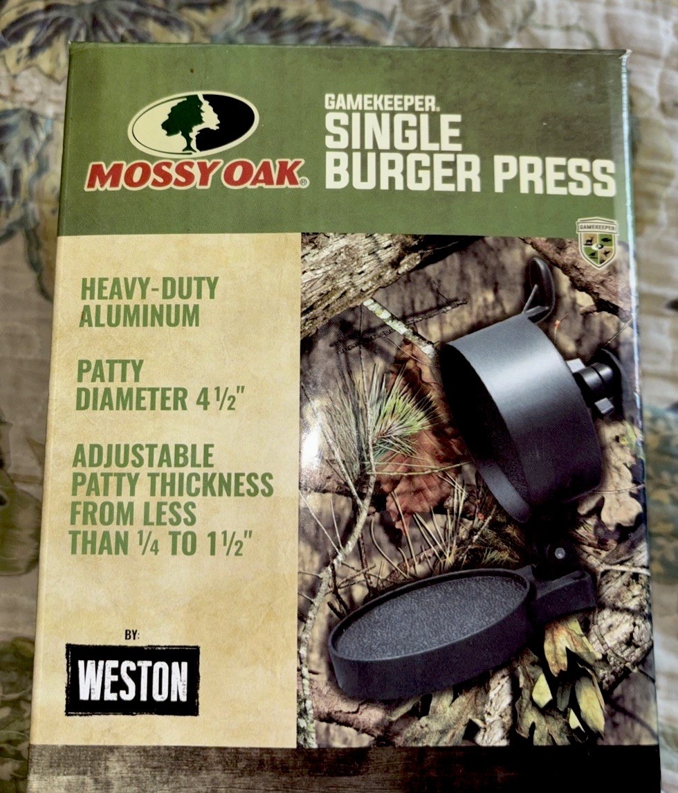 Mossy Oak Single Burger Press Heavy-Duty Aluminum Adjustable Patty Thickness gallery