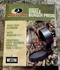 Mossy Oak Single Burger Press Heavy-Duty Aluminum Adjustable Patty Thickness