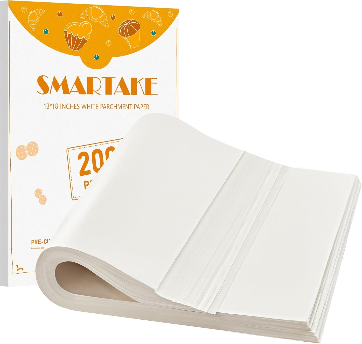 SMARTAKE 200 Pcs Parchment Paper Baking Sheets, 13" x 18"-200 Pcs, White gallery