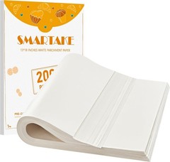 SMARTAKE 200 Pcs Parchment Paper Baking Sheets, 13″ x 18″-200 Pcs, White