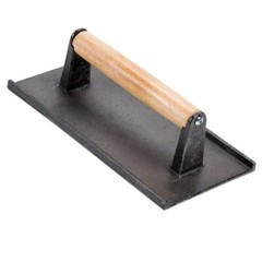 9×5 Inch Cast Iron Weight/Bacon Press with Wooden Handle, Heavy-Weight Press