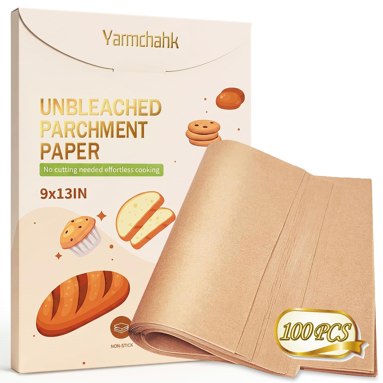 Yarmchahk 100pcs Unbleached Parchment Paper 9" x 13" - 100 Pack, gallery