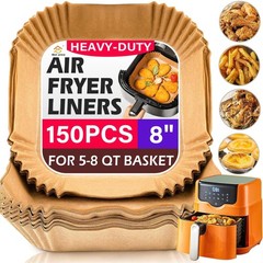 Air Fryer Liners Disposable 150Pcs, 8″ Square Parchment Paper 150pcs, Nature