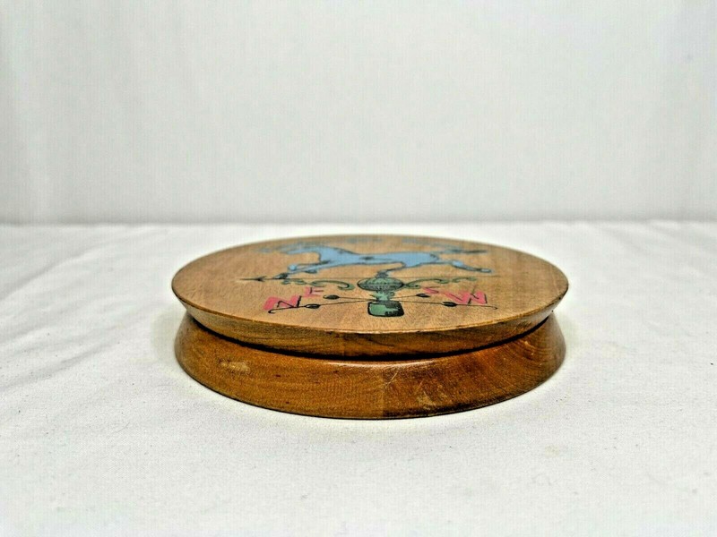 Vintage Wooden Hamburger Press Hand Painted Blue Horse Weather Vane Multi Color gallery