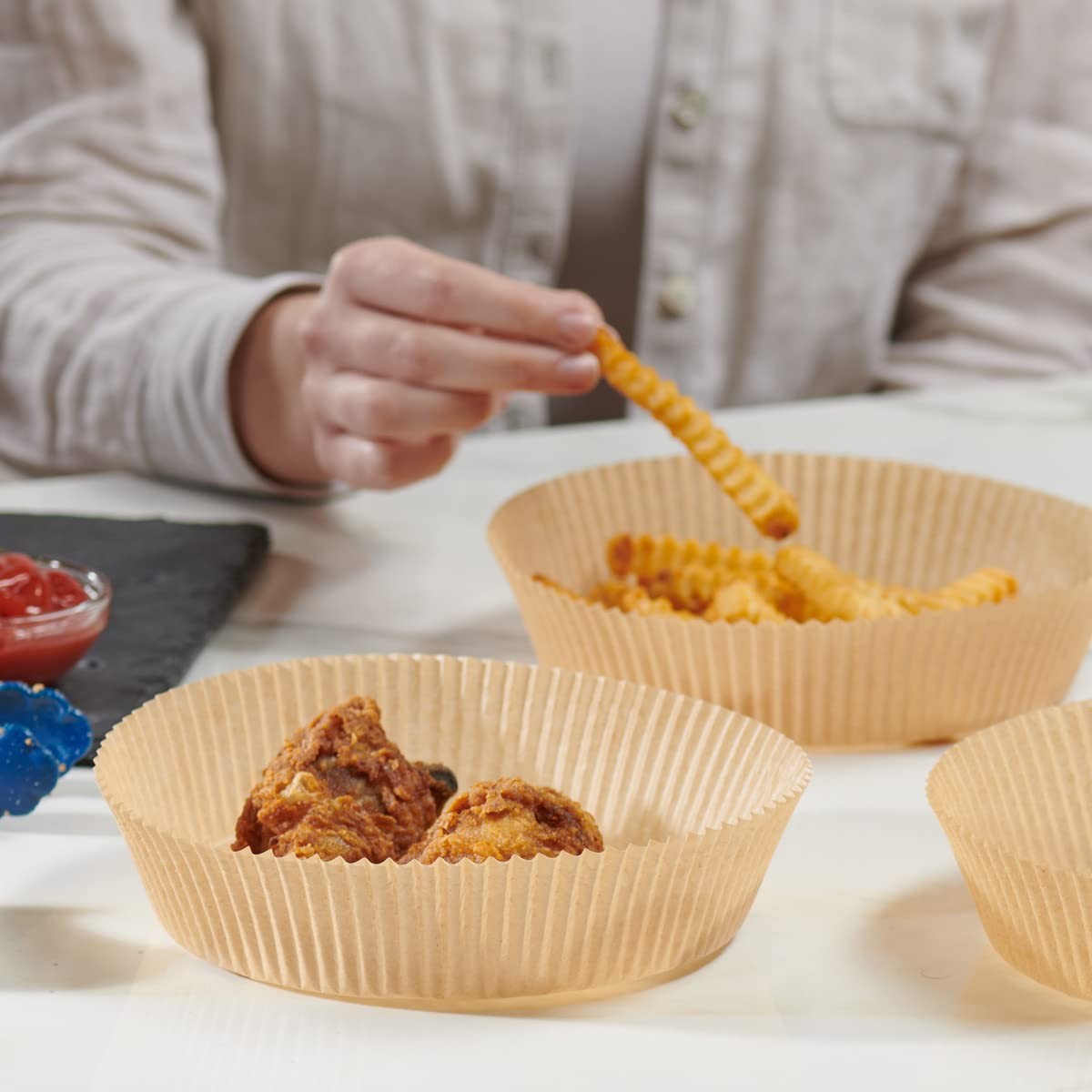 GUSTO [7.9 Inch - 125 Count] Round Air Fryer Liners 7.9 inch, Kraft gallery