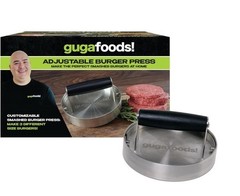 Guga Foods- Adjustable Burger Press, Stainless Steel ~ NEW