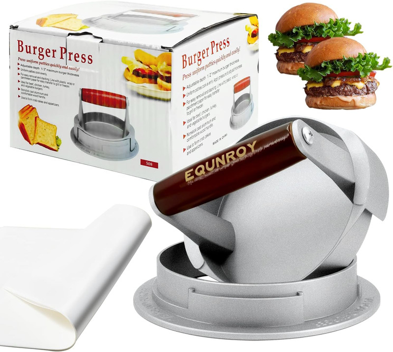 Hamburger Press Patty Maker, 3-In-1 Adjustable Burger Shaper Mold (1/2 Lb, 1/3 L gallery