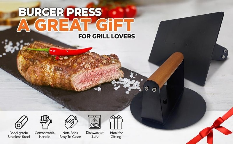 2Pcs Burger Press With Wooden Handle-5.5" Round & 8.03x4.2" Rectangle Meat Press gallery
