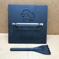 Pampered Chef 8.5″ Cast Iron Grill Press and Cleaning Tool