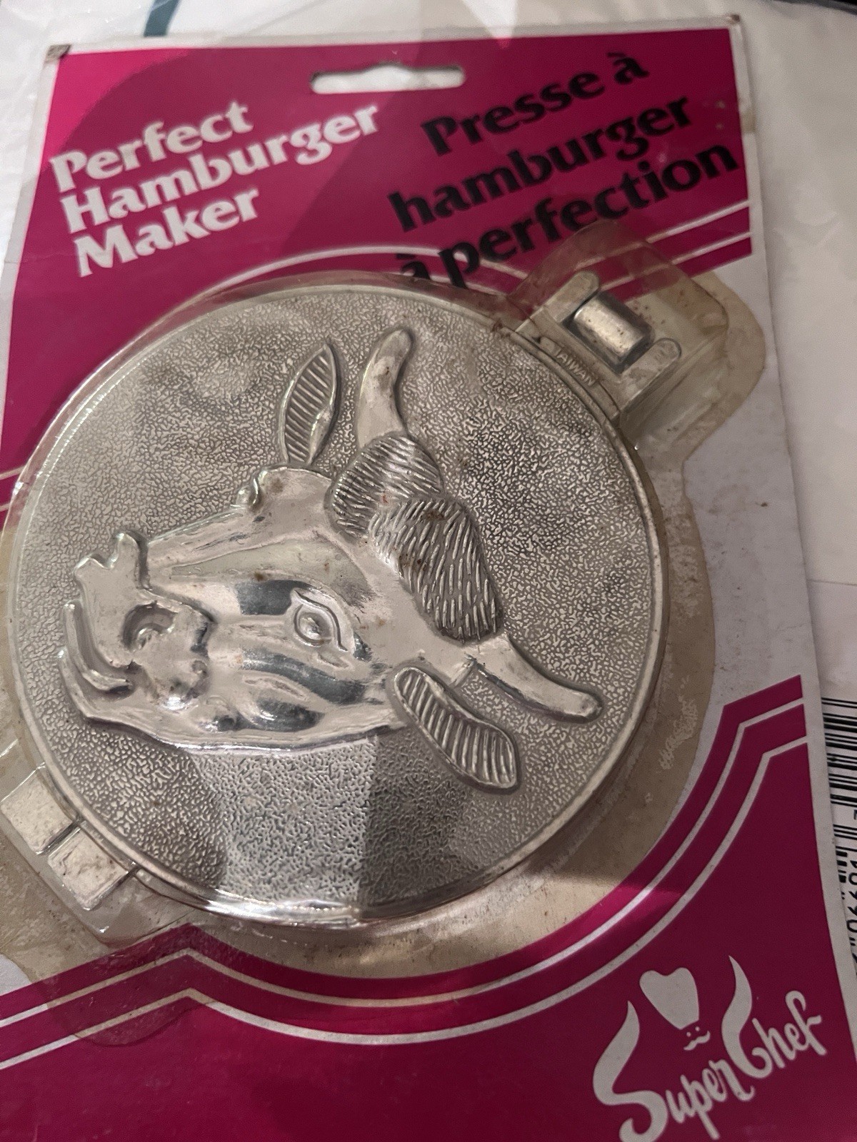 Vintage Farm Decor, Metal Hamburger Patty Press, Cow, Steer, Embossed Design gallery