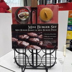 Charcoal Companion Mini Burger Set – Metal Basket & Burger Press Grill Sliders