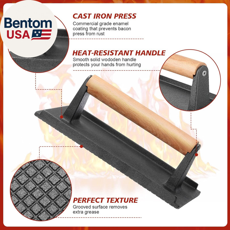 3 Pcs Cast Iron Grill Press 8 X 4 Inch Bacon, Burger and Sandwich Press for Grid gallery