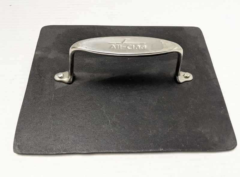ALL-CLAD Heavy Cast Iron Burger Panini Bacon Sandwich Grill Press 8" x 10" gallery