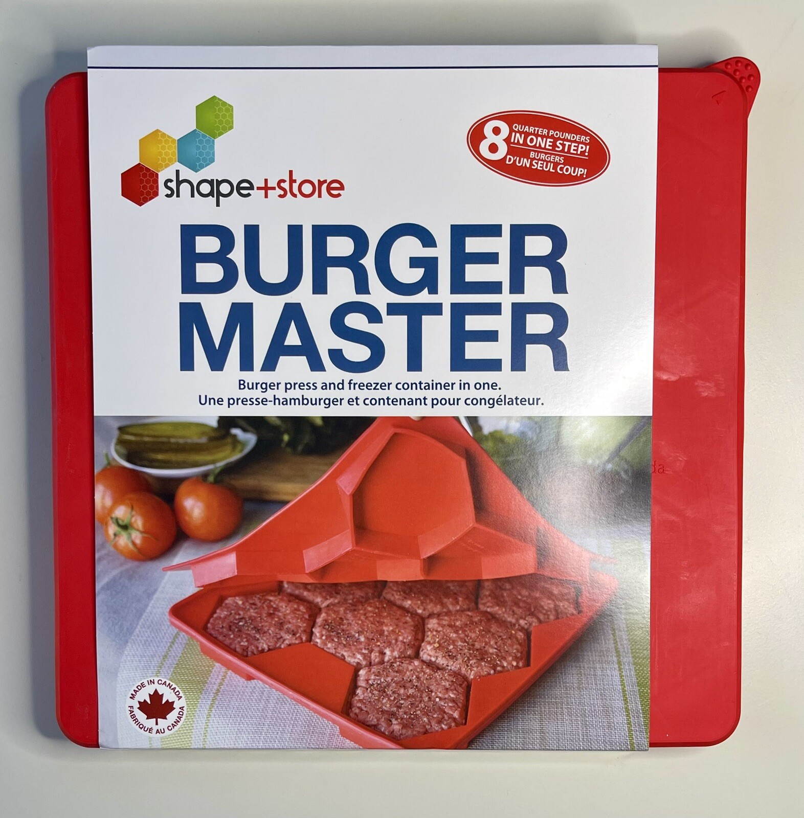 Burger Master Shape + Store 8-In-1 Burger Press & Freezer Container, Red NEW gallery