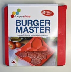 Burger Master Shape + Store 8-In-1 Burger Press & Freezer Container, Red NEW