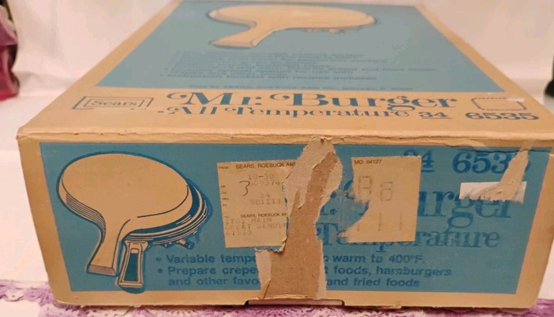 NIB Mr Burger All Temperature Model 34-6535 Griddle Knife Manual Box Lid Tested gallery