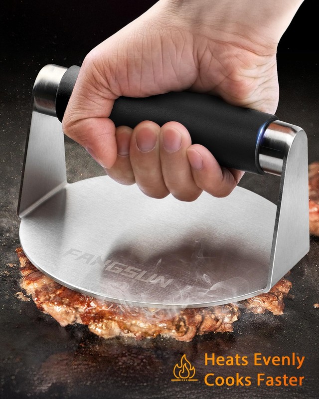 Burger Press with Heat-Resistant Handle, 5.8 Inch Stainless Steel Burger Smas... gallery