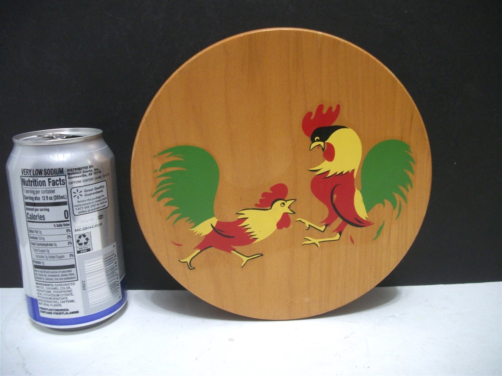 Vtg Wood Rooster Press MCM Use or Hang for Decor 5" Patty size Cottage Rustic gallery