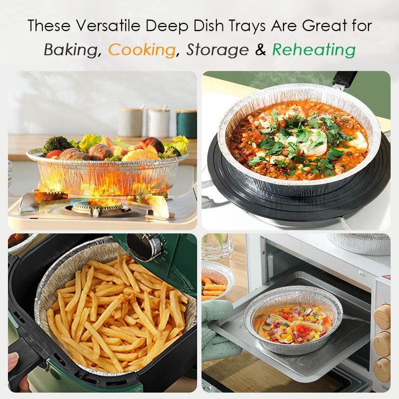 Non-Stick Round Disposable Air Fryer Aluminum Foil Liners 7 Inch, Silver gallery