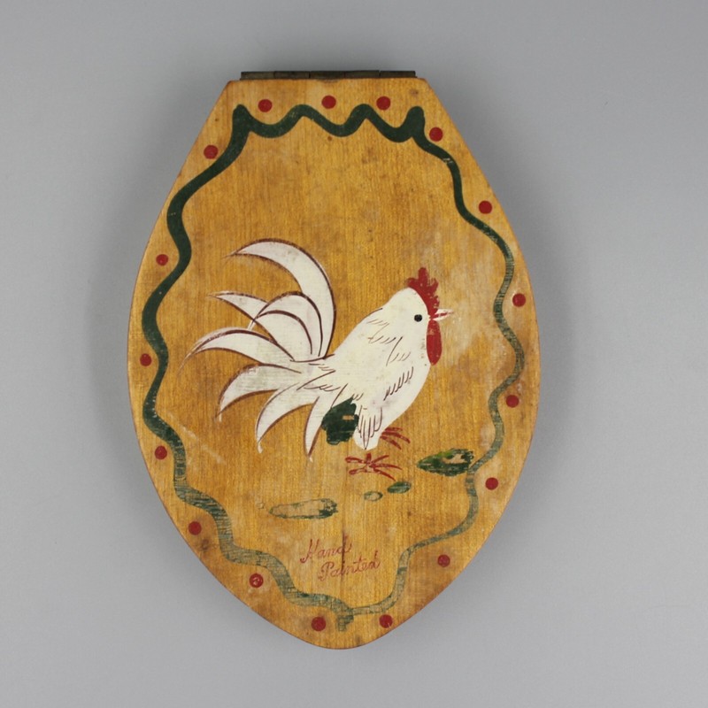 Vintage Woodpecker Wood Ware Rooster Hamburger Press Made in Japan gallery