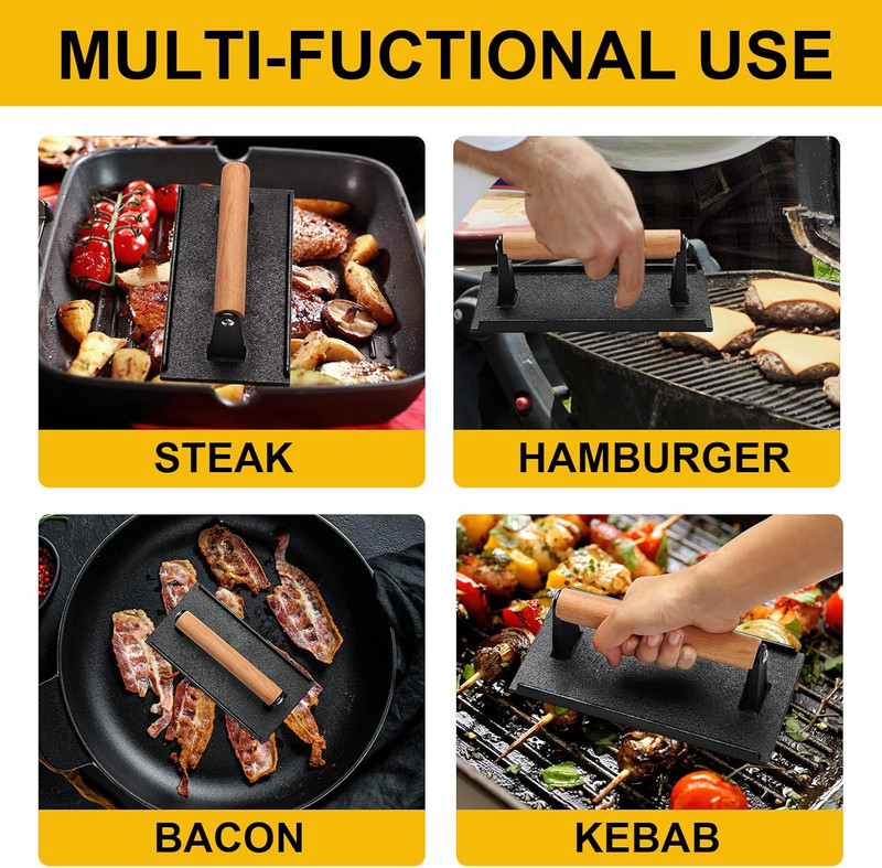 Burger Press, Smash Burger Press for Blackstone Griddle, Heavy Duty Cast Iron Re gallery