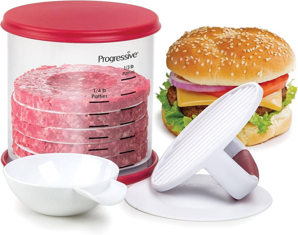 PrepWorks Perfect Burger Press Set – & Store Up to 6 Burgers, Non-Skid...