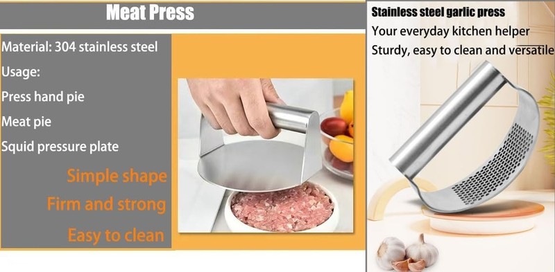 2PCS Set Stainless Steel 5.5 Inch Round Burger Meat, Press 1.5 Inch Garlic Set gallery
