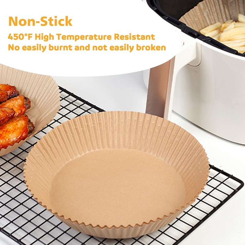 Ailun Air Fryer Paper Liners 8inch, 100PCS Non-Stick 8"Round-100PCS, Brown gallery
