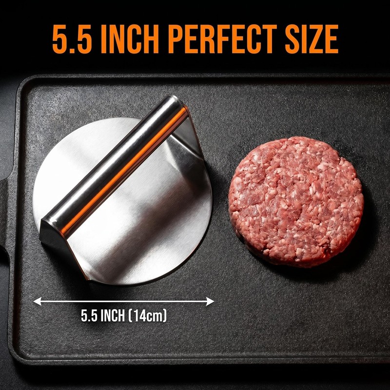 Stainless Steel Smash Burger Press, 5.5 Inch Manual Burger Smasher with Handl... gallery