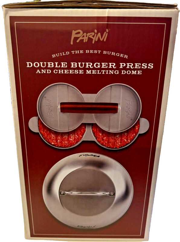 Parini Double Non-Stick Burger Press & Cheese Melting Dome 8.75" NIB gallery