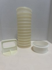 Vtg Tupperware Hamburger Press Set: 15-Piece Lot w/ 12 Keepers, Model 882-27