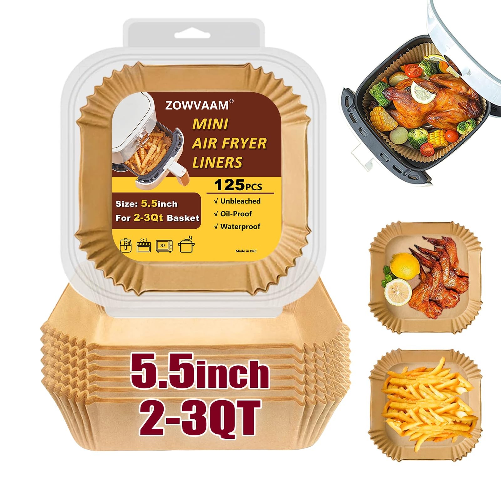 Air Fryer Liners for CHEFMAN 2 Qt Mini Fryer, 5.5 Inch, Natural gallery