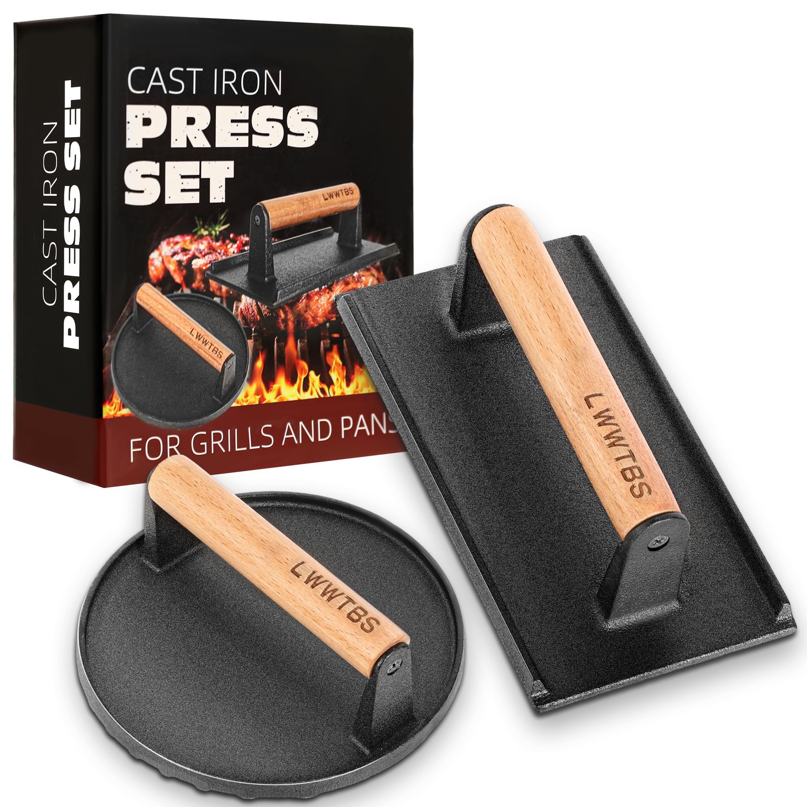 LWWTBS Burger Press HeavyDuty Cast Iron Smashed Meat Steak Weight Grill Gridd... gallery