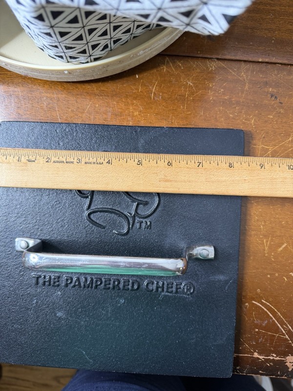 PAMPERED CHEF Cast Iron PANINI Heavy SQUARE GRILL Press BURGER Bacon 8.5" GG gallery