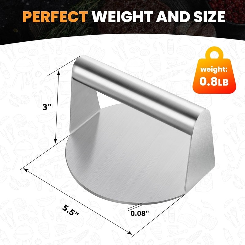 5.5” Stainless Steel Burger Press for Perfect Smashburgers at Home gallery