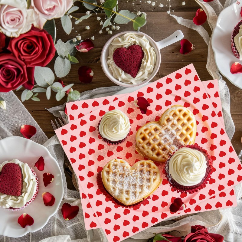 150 Sheet Valentine's Day Heart Wax Paper Pink Red Love Food Wrapping Tissue Pap gallery