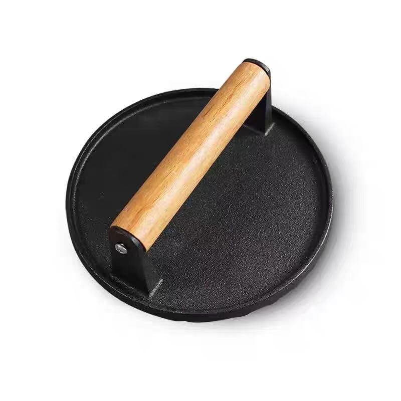 Aunewmei Kitchen Tools 5.7"Cast Iron Smashed Burger Press, Round 5.7“, Black