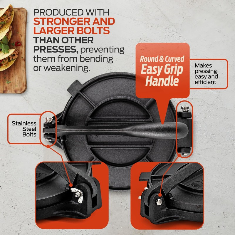 SIRCLES Cast Iron Tortilla Press 12 Inch – Heavy Extra Large 12 Inch, Black gallery
