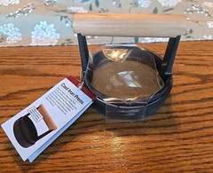 Cast Iron Burger Grill Press Mr.Bar B Q PreSeasoned Cast Iron w/wood Handle