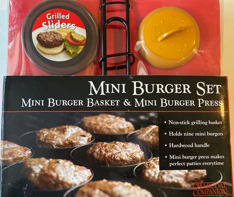 Charcoal Companion Mini Burger Set, Burger Basket & Mini Burger Press -NWT gallery