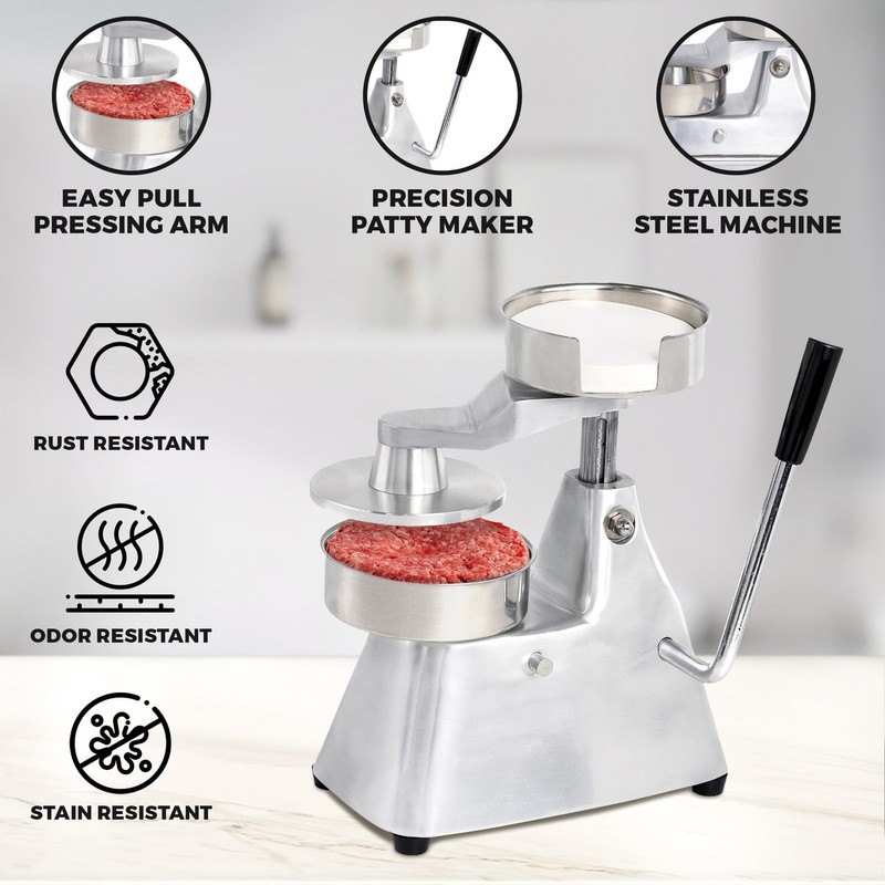 Commercial Hamburger Patty Maker 105mm/4 inch Stainless Steel Burger Press - ... gallery