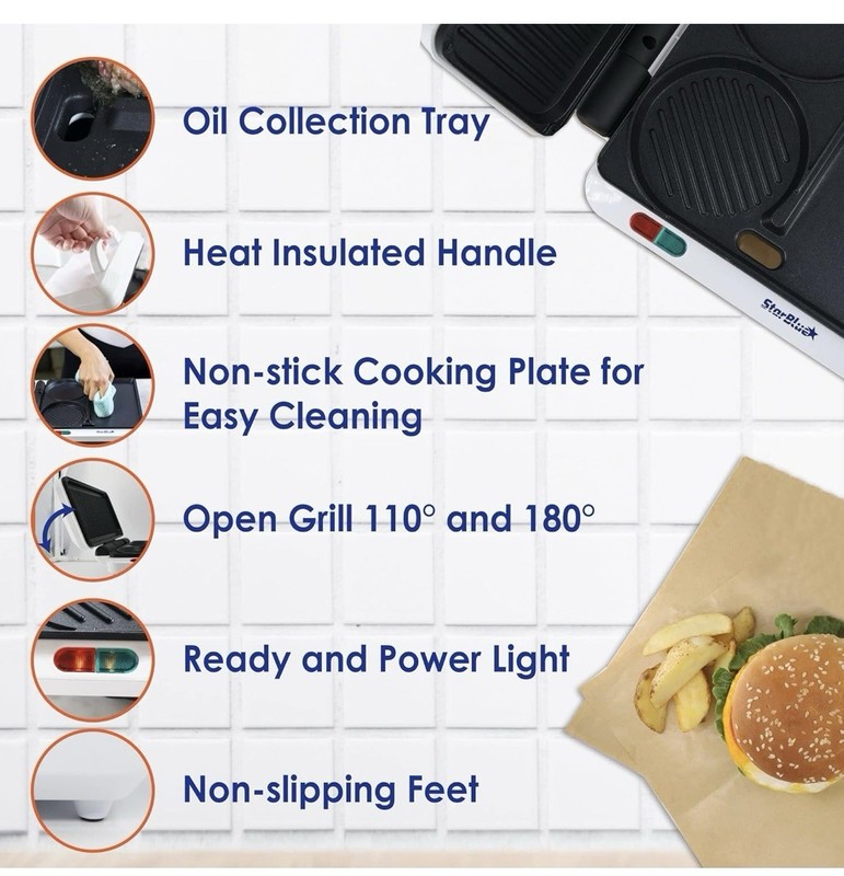 Hamburger Grill Maker by StarBlue with FREE Burger Press and Recipes eBook - gallery