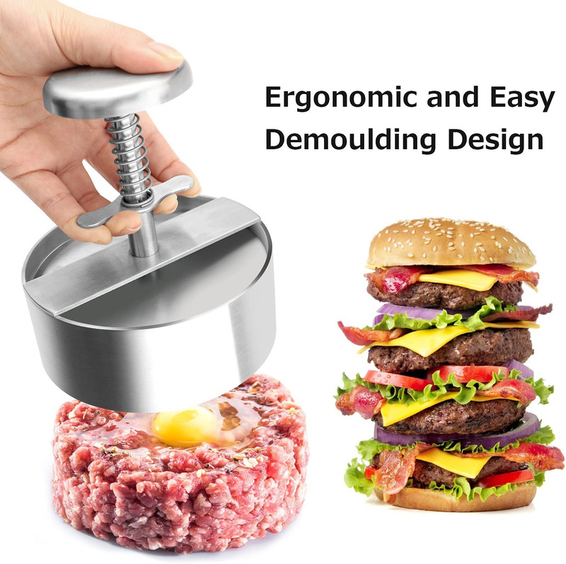 Burger Press, Stainless Steel Adjustable Hamburger Meat Press, Non Stick Patty M gallery