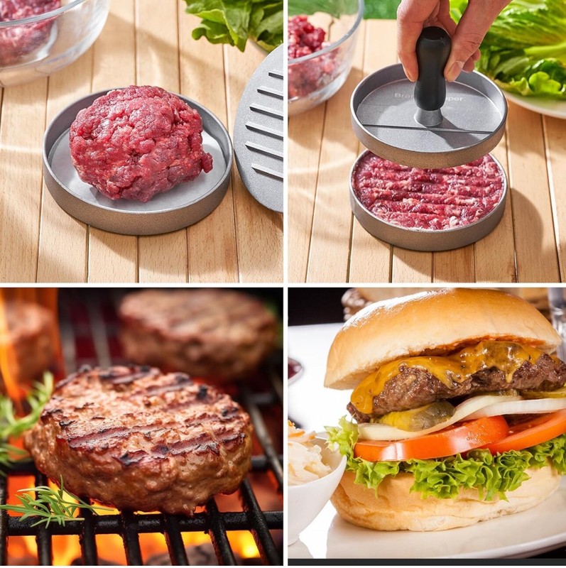 Smash Burger Press Patty Maker with 100 Wax Papers Set I Dishwasher Safe gallery