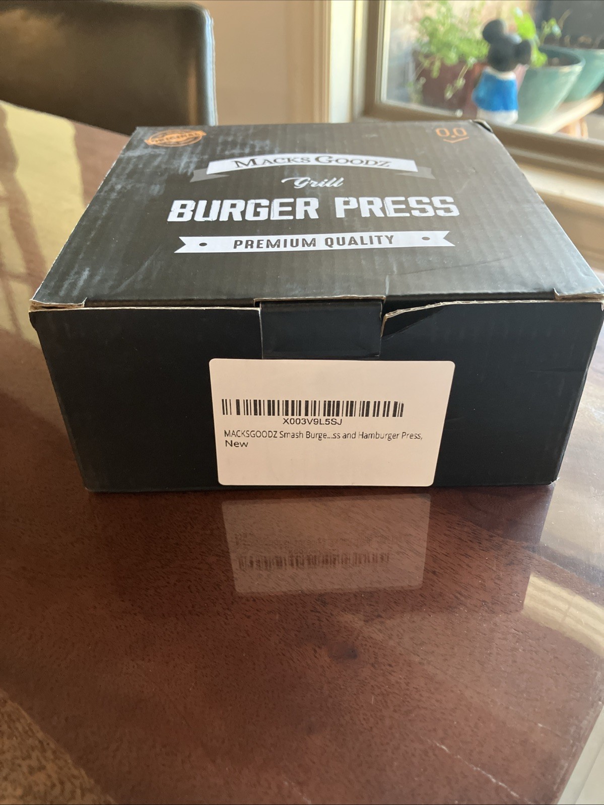 Macks Goodz Grill Burger Press. Cast Iron With Wood Handle. New In Box gallery