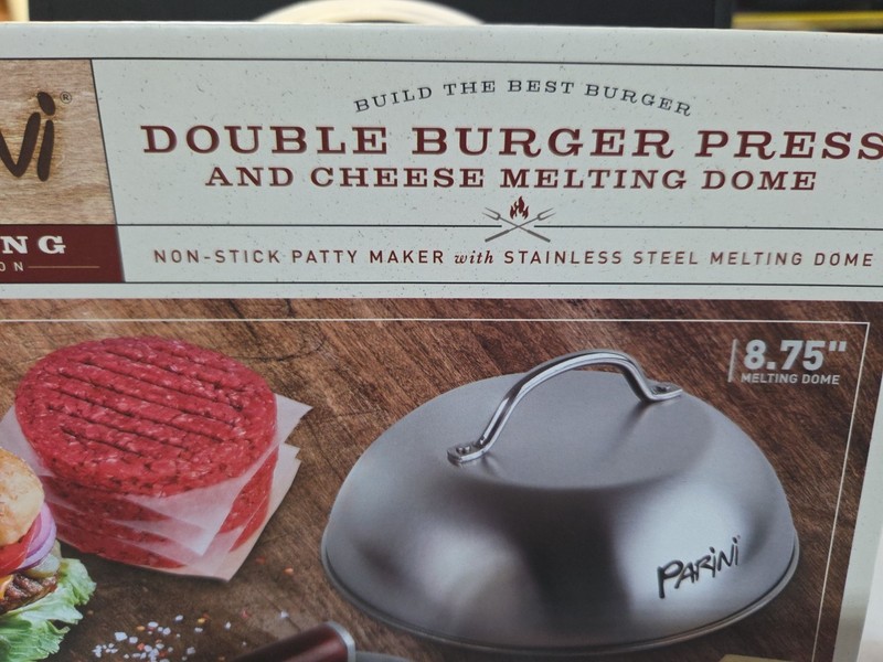 Parini Double Burger Press And Cheese Melting Dome 8.75" Non-Stick Grilling New gallery