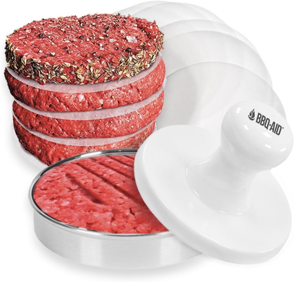 BBQ-Aid Porcelain Burger Press 5"- Round Smasher for