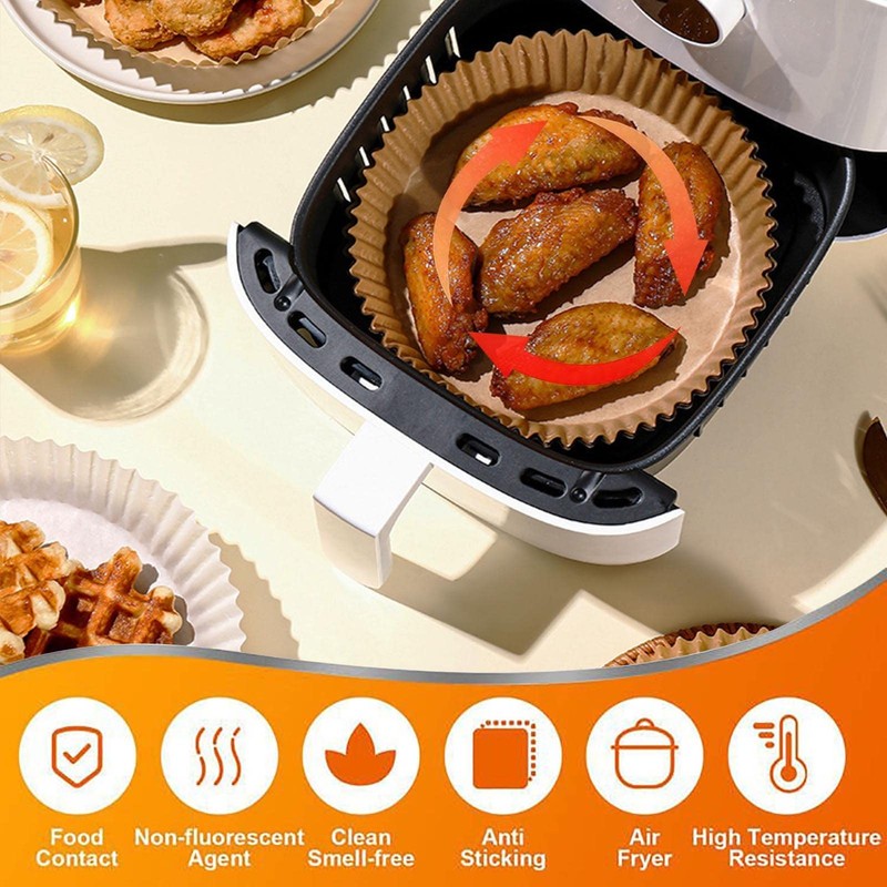 Air Fryer Liners for Chefman 8qt, Airfryer Round Round-10.3inch, Brown gallery